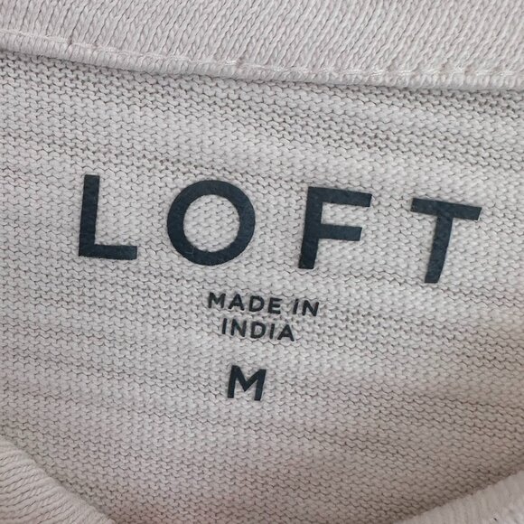 Ann Taylor LOFT Button Trim Long Sleeve Knit Top, Cream, Size Medium - Picture 4 of 8